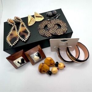 Earrings Lot Bundle Golden Earth Tones 7 Pair